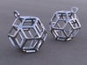 Rhombic Triacontahedron Earrings 3d printed Example rendering in Anique Silver