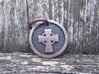 Celtic Cross Pendant 3d printed Bronze with patina and textured background