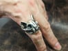 Cat Skull Ring 3d printed This material is Polished Silver , Patinated with bleach