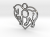 horse & heart intertwined pendant with 10 mm round 3d printed 