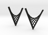 Parabolic Suspension Earrings 3d printed Black  Strong & Flexible Plastic Rendering