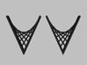 Parabolic Suspension Earrings 3d printed Front View of Black Strong and Flexible:  Rendering