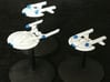 NX Class 1/7000 x3 3d printed Smooth Fine Detail Plastic. Shown with two Intrepid Type ships. Painted by Madavar