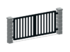 Block Wall - Rod Iron Vehicle Gate-1 3d printed Part # BWJ-031