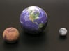 Earth Moon Mars to scale. 50mm / 2" globe 3d printed Photograph of the models