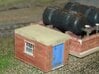 Pump Shed 2mm/ft (N scale) 3d printed Painted model with Ratio oil tanks.