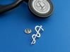 Rod of Asclepius Lapel Pin 3d printed Premium Silver