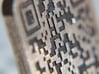 Keychain with Your Own Bitcoin QR code 3d printed Close-up of low parts painted black