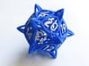 'Center Arc' dice, D20 Spindown Life Counter LARGE 3d printed Blue plastic with hand painted numbers
