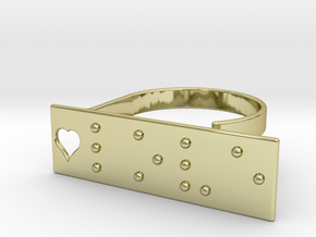 Adjustable ring. Love in Braille. in 18k Gold Plated Brass