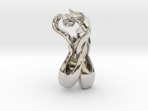Pointe Shoe Pendant in Rhodium Plated Brass