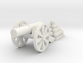 Cannon (Light) - Qty (1) HO 1:87 scale in White Natural Versatile Plastic
