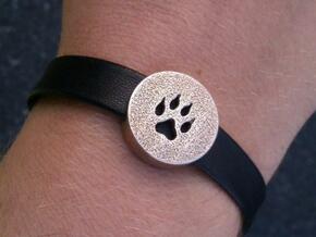 Band Charm round - Wolf Paw print in Polished Bronzed Silver Steel