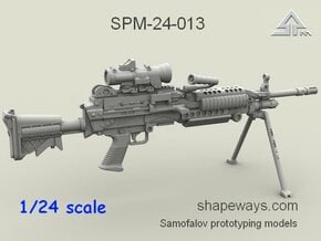 1/24 SPM-24-013 m249 MK48mod0 7,62mm machine gun in Clear Ultra Fine Detail Plastic
