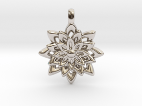 Lotus Flower Symbol Jewelry Necklace in Rhodium Plated Brass