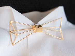 Bow Tie and Necklace in one in Polished Gold Steel