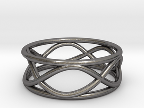 Infinity Ring- Size 6 in Polished Nickel Steel