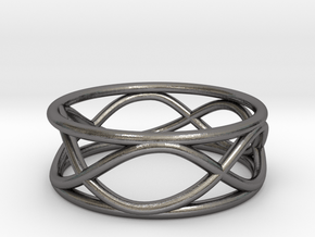 Infinity Ring- Size 5 in Polished Nickel Steel