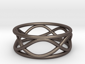 Infinity Ring- Size 5 in Polished Bronzed Silver Steel
