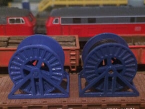 N Scale Steel Cable Reel (Empty) in Smooth Fine Detail Plastic