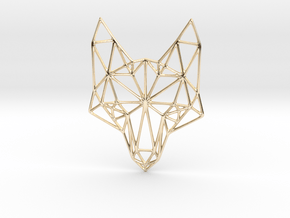 Geometric Fox Head Pendant in 14k Gold Plated Brass
