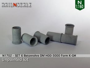 SET 6 Betonrohre (N 1:160) in White Natural Versatile Plastic