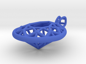 3D Printed Diamond Pear Drop Pendant  in Blue Processed Versatile Plastic