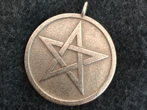 Solid Pentacle Pendant in Polished Bronzed Silver Steel