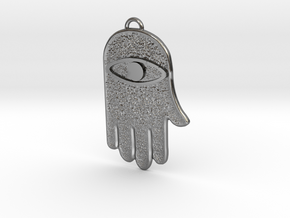 Hamsa Hand Pendant in Fine Detail Polished Silver