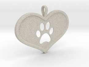 Paw in heart in Natural Sandstone