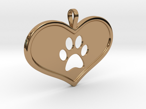Paw in heart in Polished Brass