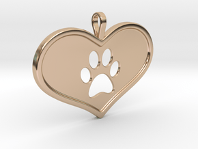 Paw in heart in 14k Rose Gold Plated Brass