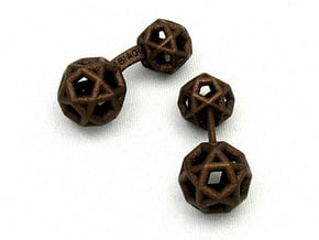 DodecaedroCufflinks in Polished Bronzed Silver Steel