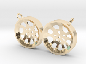 Double Seconds "void" steelpan pendant, M in 14K Yellow Gold