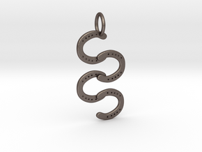 Horse Shoe pendant in Polished Bronzed Silver Steel
