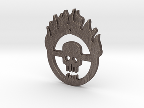 flaming skull in Polished Bronzed Silver Steel
