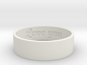 Love Ring Ring Size 8 in White Natural Versatile Plastic