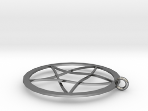 Pentagram Pendent(with Ring) in Fine Detail Polished Silver