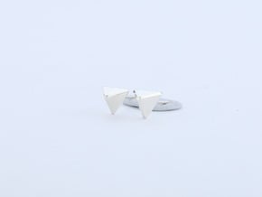 triangle ear stud in Fine Detail Polished Silver