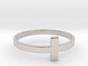 Cross Ring Size 8 in Rhodium Plated Brass