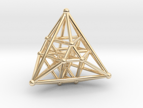 Hyper Tetrahedron Vector Net  in 14k Gold Plated Brass