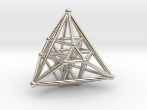 Hyper Tetrahedron Vector Net  in Rhodium Plated Brass