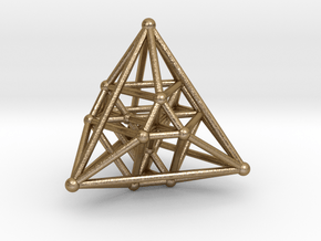 Hyper Tetrahedron Vector Net  in Polished Gold Steel