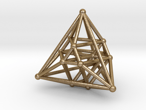 Hyper Tetrahedron Vector Net 33mm in Polished Gold Steel