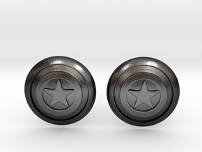 Captain America's Shield Cufflinks in Polished and Bronzed Black Steel