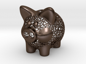 Peek A Boo Piggy Bank 1 in Polished Bronze Steel