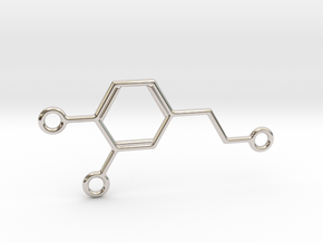 Dopamine Molecule Pendant w Multiple Attachments in Rhodium Plated Brass