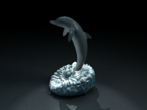Dolphin tail dancing (3" tall) in Full Color Sandstone