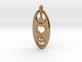 Peace Love Happiness in Polished Brass