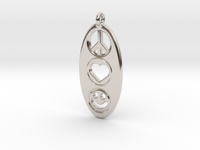 Peace Love Happiness in Rhodium Plated Brass
